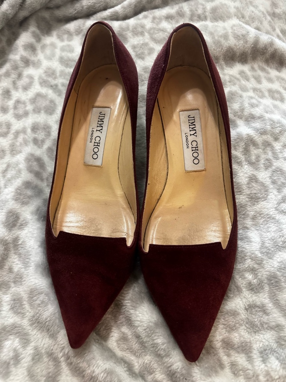 Jimmy Choo Burgundy Suede Pointed-Toe Pumps